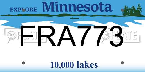 FRA773 Minnesota License Plate