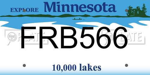 FRB566 Minnesota License Plate