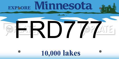 FRD777 Minnesota License Plate