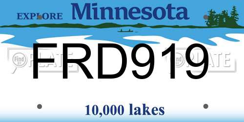 FRD919 Minnesota License Plate