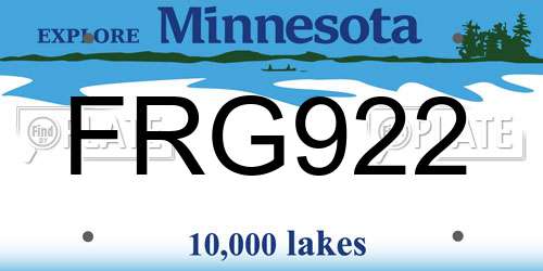 FRG922 Minnesota License Plate