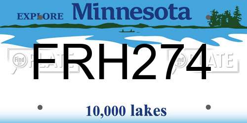 FRH274 Minnesota License Plate