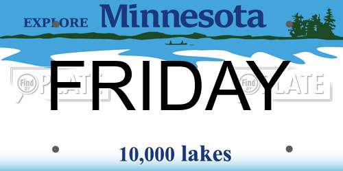 FRIDAY Minnesota License Plate
