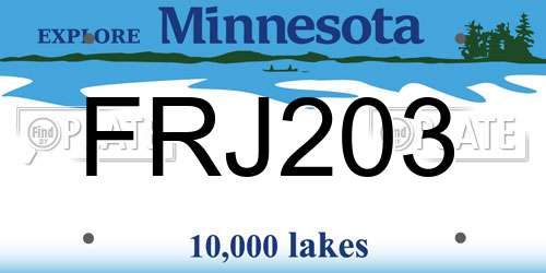 FRJ203 Minnesota License Plate