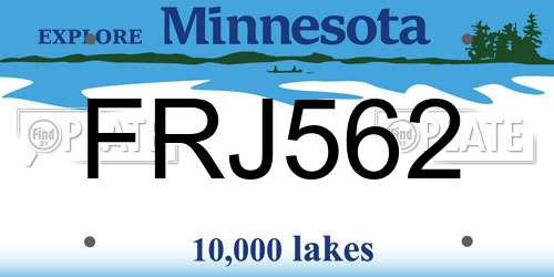 FRJ562 Minnesota License Plate