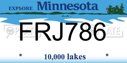 FRJ786 Minnesota License Plate