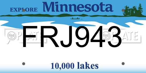 FRJ943 Minnesota License Plate