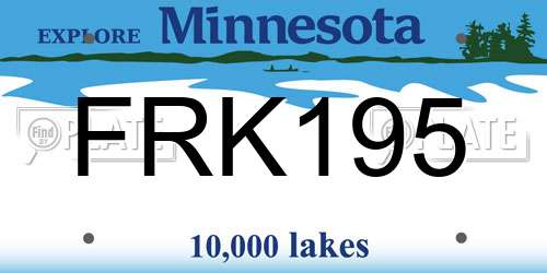 FRK195 Minnesota License Plate