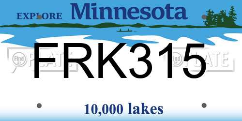 FRK315 Minnesota License Plate