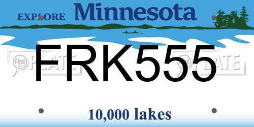 FRK555 Minnesota License Plate