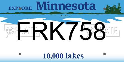 FRK758 Minnesota License Plate