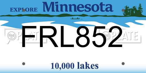 FRL852 Minnesota License Plate