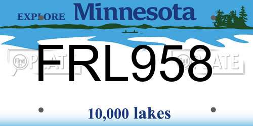 FRL958 Minnesota License Plate