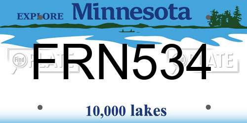FRN534 Minnesota License Plate