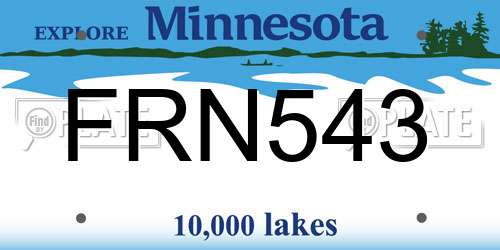 FRN543 Minnesota License Plate