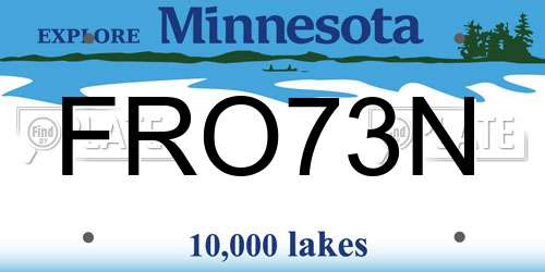 FRO73N Minnesota License Plate