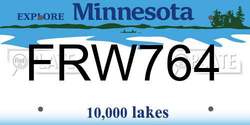 FRW764 Minnesota License Plate