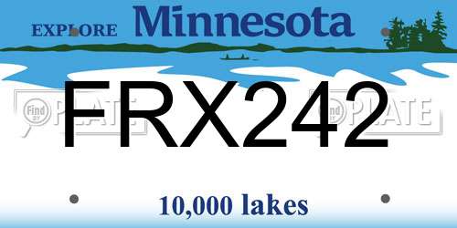 FRX242 Minnesota License Plate