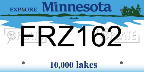 FRZ162 Minnesota License Plate