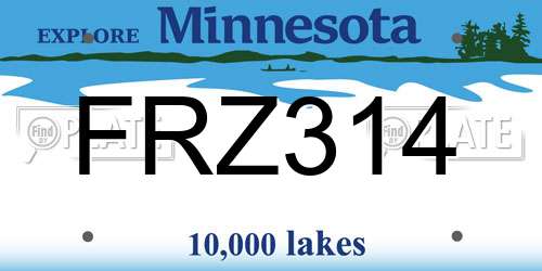 FRZ314 Minnesota License Plate