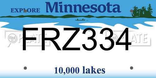 FRZ334 Minnesota License Plate