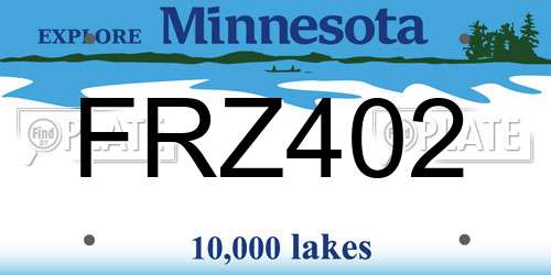 FRZ402 Minnesota License Plate