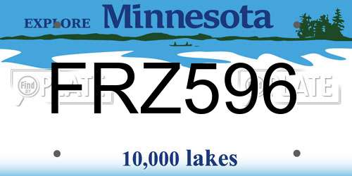 FRZ596 Minnesota License Plate