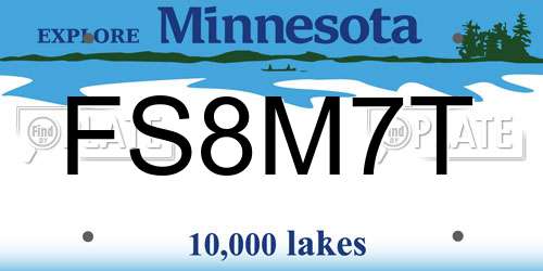 FS8M7T Minnesota License Plate