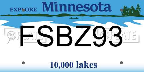 FSBZ93 Minnesota License Plate