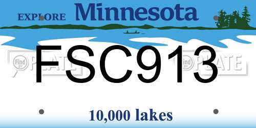 FSC913 Minnesota License Plate
