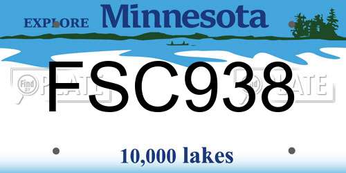 FSC938 Minnesota License Plate