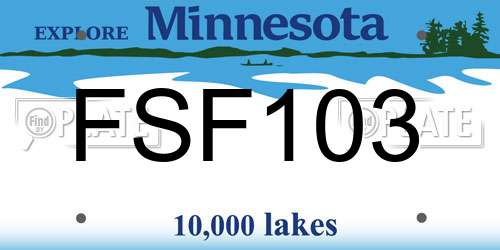 FSF103 Minnesota License Plate