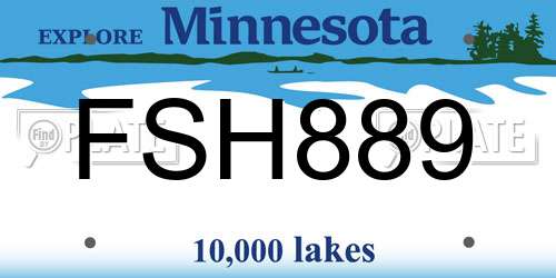 FSH889 Minnesota License Plate