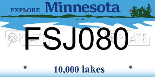FSJ080 Minnesota License Plate