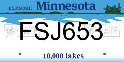 FSJ653 Minnesota License Plate