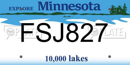 FSJ827 Minnesota License Plate