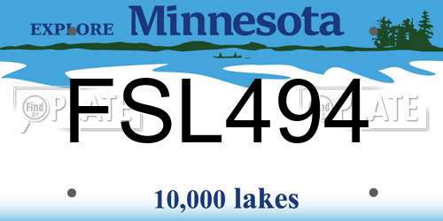 FSL494 Minnesota License Plate