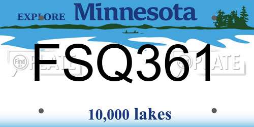 FSQ361 Minnesota License Plate