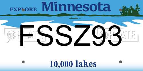 FSSZ93 Minnesota License Plate