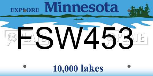 FSW453 Minnesota License Plate