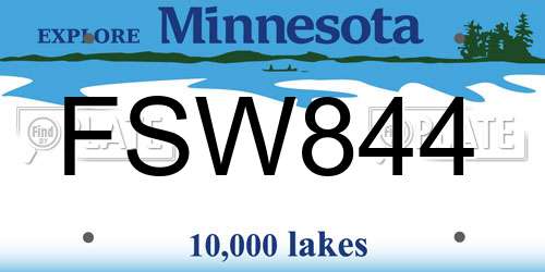 FSW844 Minnesota License Plate