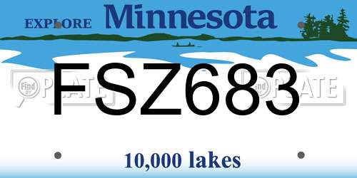 FSZ683 Minnesota License Plate