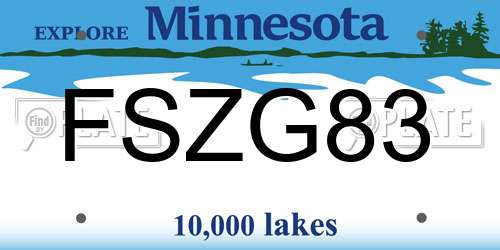 FSZG83 Minnesota License Plate