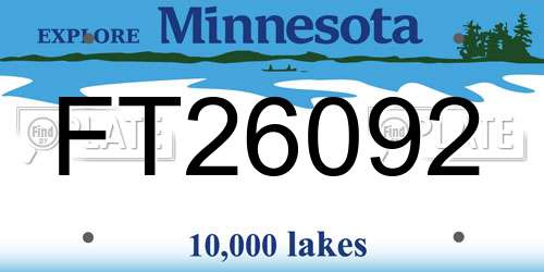 FT26092 Minnesota License Plate