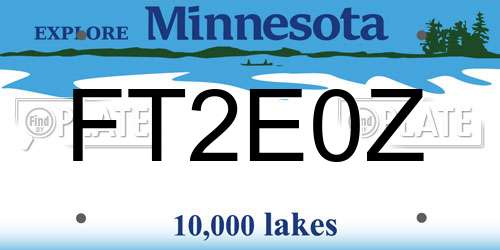 FT2E0Z Minnesota License Plate