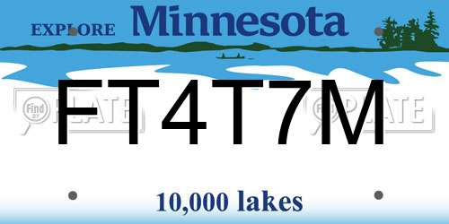 FT4T7M Minnesota License Plate