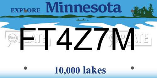 FT4Z7M Minnesota License Plate