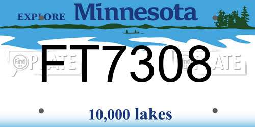 FT7308 Minnesota License Plate
