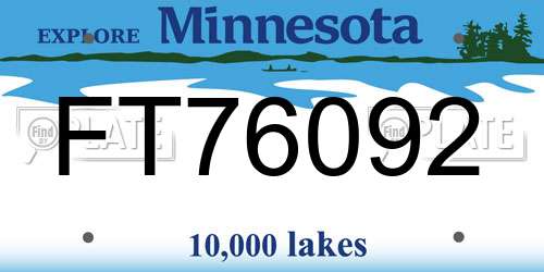 FT76092 Minnesota License Plate