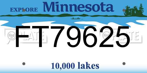 FT79625 Minnesota License Plate